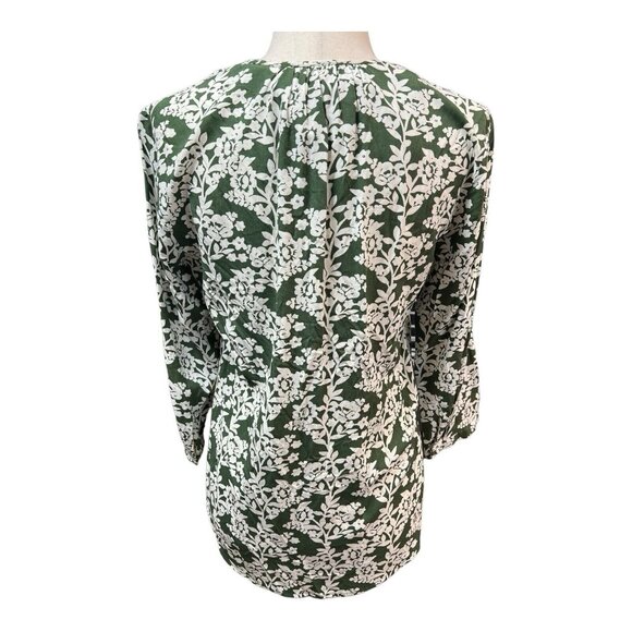 Fun2Fun Pleated Detail Blouse~Size X-Small~Green White Floral Top ~ L13 14 - Picture 6 of 10
